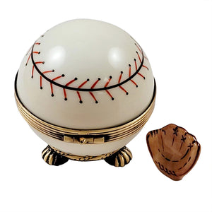 Rochard "Baseball on Stand with a Removable Baseball Glove.." Limoges Box