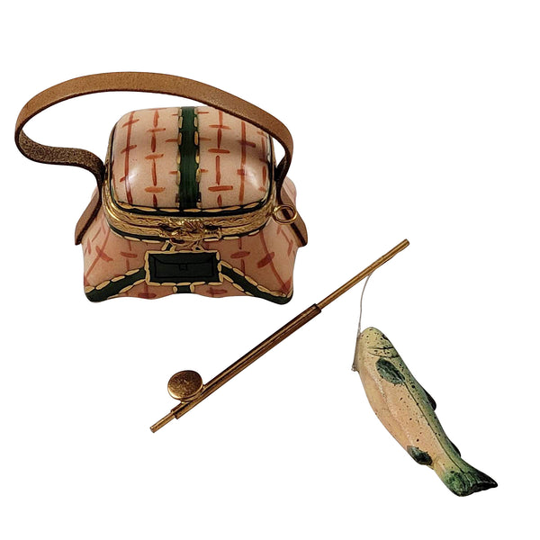 Load image into Gallery viewer, Rochard &quot;Fishing Basket with Rod &amp; Fish&quot; Limoges Box
