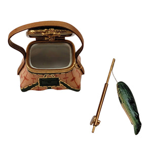 Rochard "Fishing Basket with Rod & Fish" Limoges Box