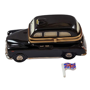 Rochard "London Black Taxi with Small Removable Union Jack Flag" Limoges Box