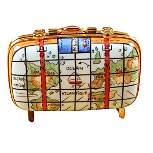 Rochard "Suitcase with Maps" Limoges Box