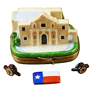 Rochard "The Alamo with Cannons and Texas Flag" Limoges Box