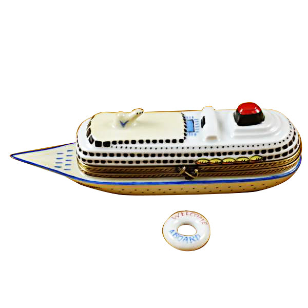 Load image into Gallery viewer, Rochard &quot;Cruise Ship with Life Buoy&quot; Limoges Box
