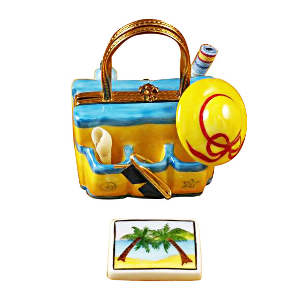 Load image into Gallery viewer, Rochard &quot;Beach Tote with Hat and Accessories&quot; Limoges Box

