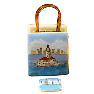 Rochard "Shopping Bag Chicago Lighthouse" Limoges Box
