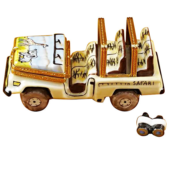 Load image into Gallery viewer, Rochard &quot;Africa Safari Vehicle with Binoculars&quot; Limoges Box
