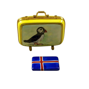 Rochard "Iceland Suitcase with Removable Flag" Limoges Box