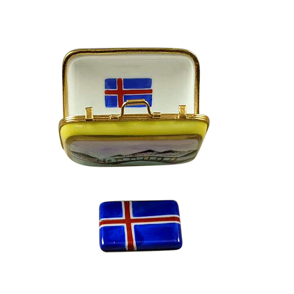 Load image into Gallery viewer, Rochard &quot;Iceland Suitcase with Removable Flag&quot; Limoges Box
