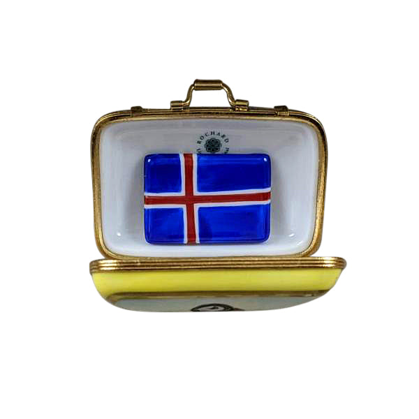 Load image into Gallery viewer, Rochard &quot;Iceland Suitcase with Removable Flag&quot; Limoges Box
