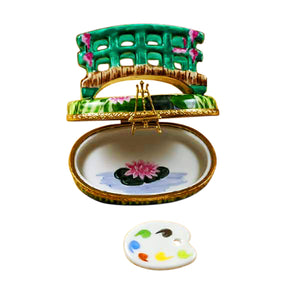 Rochard "Monet Bridge with Water Lilies with Removable Palette" Limoges Box