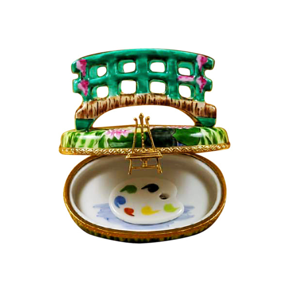 Load image into Gallery viewer, Rochard &quot;Monet Bridge with Water Lilies with Removable Palette&quot; Limoges Box

