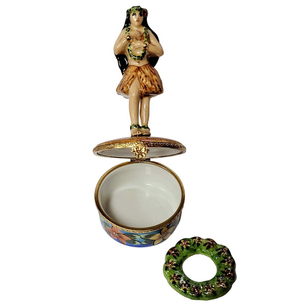 Load image into Gallery viewer, Rochard "Hawaiian Hula Dancer with Removable Lei" Limoges Box
