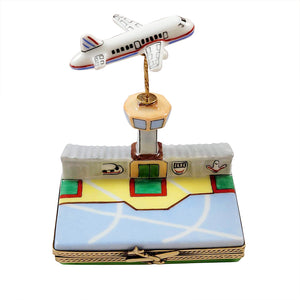Rochard "Airport with Flying Plane" Limoges Box