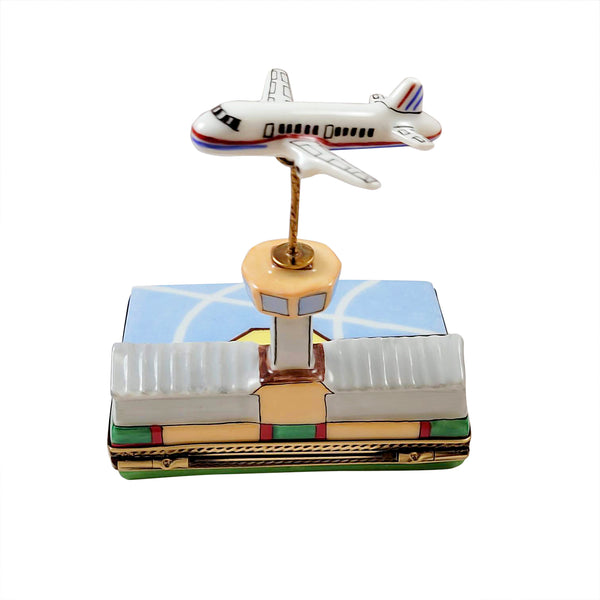 Load image into Gallery viewer, Rochard &quot;Airport with Flying Plane&quot; Limoges Box

