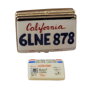 Rochard "California License Plate with Driver's License" Limoges Box