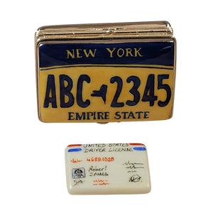 Rochard "New York License Plate with Driver's License" Limoges Box