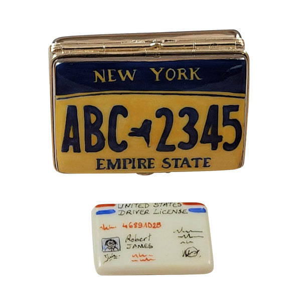 Load image into Gallery viewer, Rochard &quot;New York License Plate with Driver&#39;s License&quot; Limoges Box

