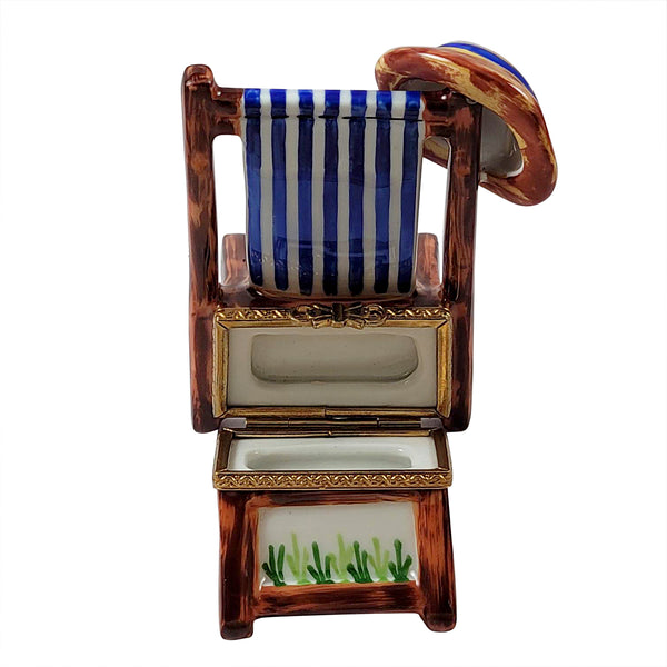 Load image into Gallery viewer, Rochard "Adirondack Chair with Hat &amp; Sunglasses" Limoges Box
