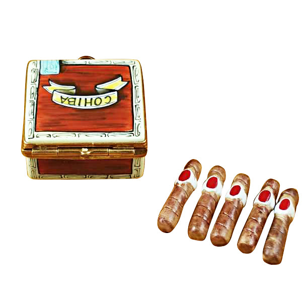 Load image into Gallery viewer, Rochard &quot;Cigar Box with Removable Cigars&quot; Limoges Box
