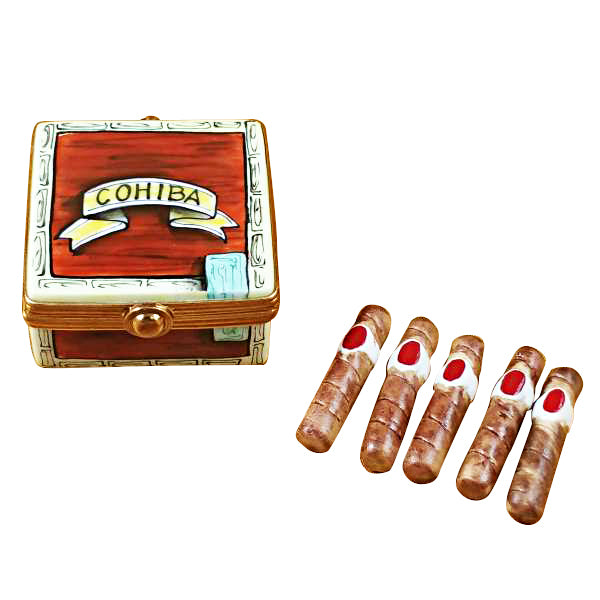 Load image into Gallery viewer, Rochard &quot;Cigar Box with Removable Cigars&quot; Limoges Box
