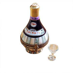Rochard "Chianti in Basket with Removable Wine Glass" Limoges Box