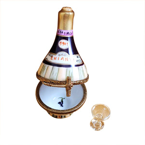 Rochard "Chianti in Basket with Removable Wine Glass" Limoges Box