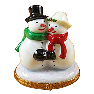 Rochard "Snowman Couple" Limoges Box