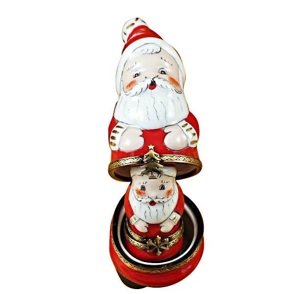 Load image into Gallery viewer, Rochard "Nesting Santa with Ball on Top" Limoges Box
