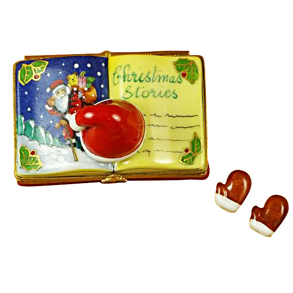 Load image into Gallery viewer, Rochard &quot;Christmas Book &quot;Christmas Stories&quot; with Removable Gloves&quot; Limoges Box
