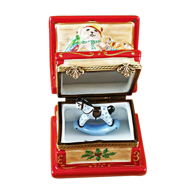 Load image into Gallery viewer, Rochard &quot;Christmas Toy Chest with Rocking Horse&quot; Limoges Box
