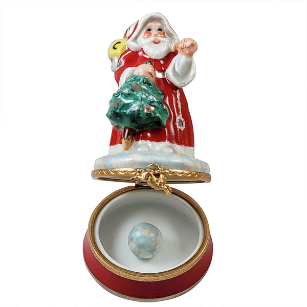 Load image into Gallery viewer, Rochard &quot;Santa on Round Base with Ball&quot; Limoges Box

