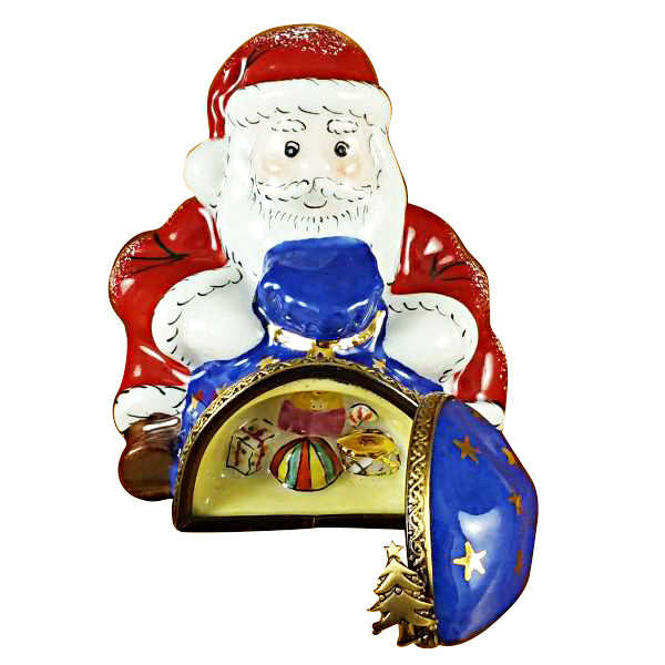 Load image into Gallery viewer, Rochard &quot;Santa Sitting with Gift Bag&quot; Limoges Box
