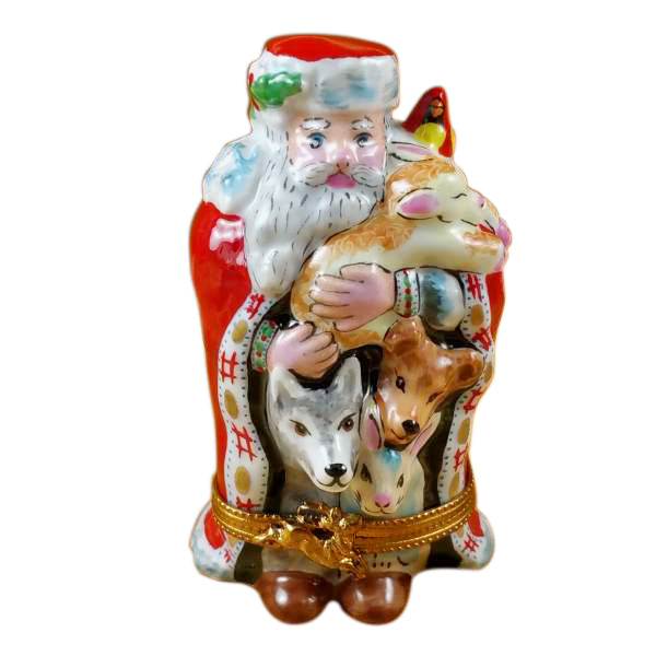 Load image into Gallery viewer, Rochard &quot;Santa with Animals&quot; Limoges Box
