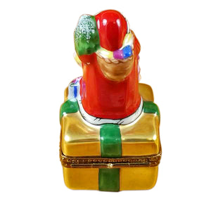 Rochard "Santa on Box with Gifts and Lantern" Limoges Box