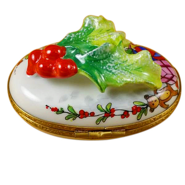 Load image into Gallery viewer, Rochard &quot;Holly Leaf on Oval&quot; Limoges Box
