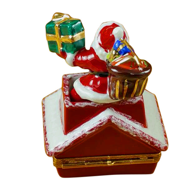 Load image into Gallery viewer, Rochard &quot;Santa Claus on Roof with Presents&quot; Limoges Box
