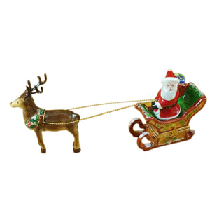 Rochard "Santa in Sleigh with Reindeer" Limoges Box