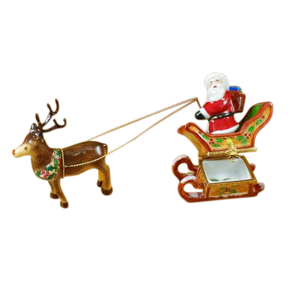 Load image into Gallery viewer, Rochard &quot;Santa in Sleigh with Reindeer&quot; Limoges Box
