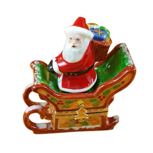Rochard "Santa in Sleigh with Reindeer" Limoges Box
