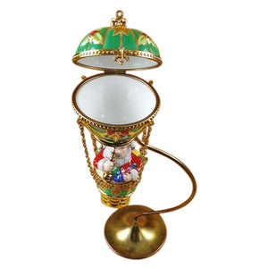 Rochard "Santa in Hot Air Balloon with Brass Stand" Limoges Box