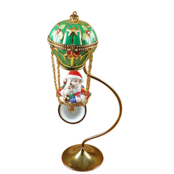 Load image into Gallery viewer, Rochard &quot;Santa in Hot Air Balloon with Brass Stand&quot; Limoges Box
