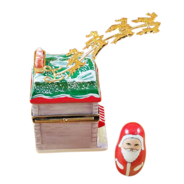 Load image into Gallery viewer, Rochard &quot;House with Santa and Brass Reindeer&quot; Limoges Box
