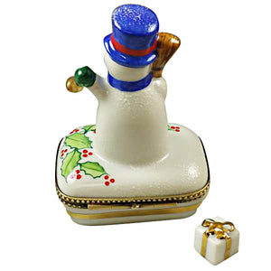 Rochard "Snowman with Blue Scarf" Limoges Box