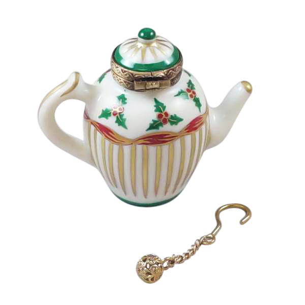 Load image into Gallery viewer, Rochard &quot;Christmas Teapot with Metal Teaball&quot; Limoges Box

