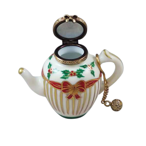 Load image into Gallery viewer, Rochard &quot;Christmas Teapot with Metal Teaball&quot; Limoges Box
