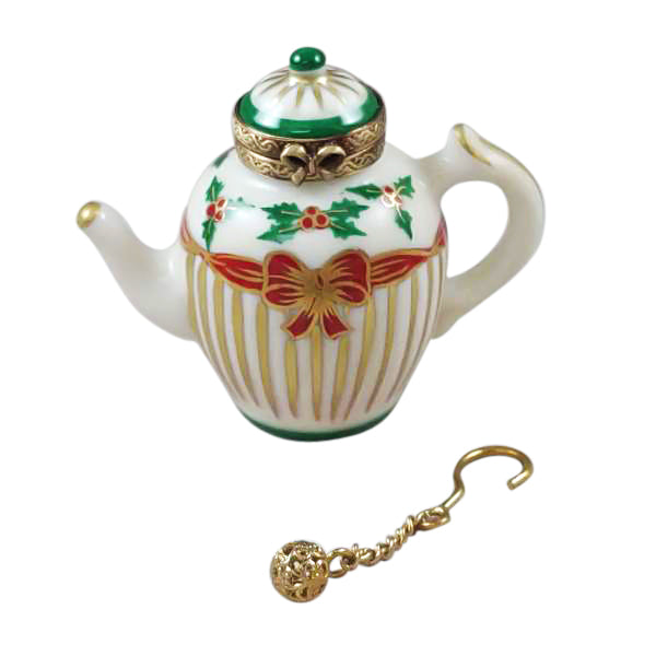 Load image into Gallery viewer, Rochard &quot;Christmas Teapot with Metal Teaball&quot; Limoges Box

