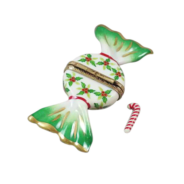 Load image into Gallery viewer, Rochard &quot;Holly Candy with Candy Cane&quot; Limoges Box
