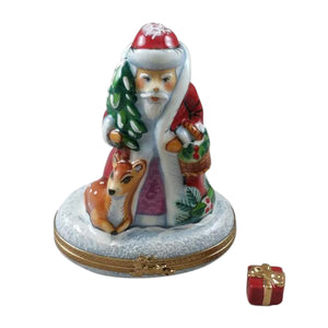Rochard "Santa with Reindeer and Removable Gift" Limoges Box