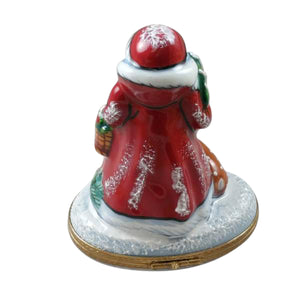 Rochard "Santa with Reindeer and Removable Gift" Limoges Box