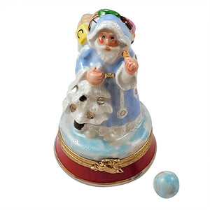 Rochard "Santa on Blue Base" Limoges Box